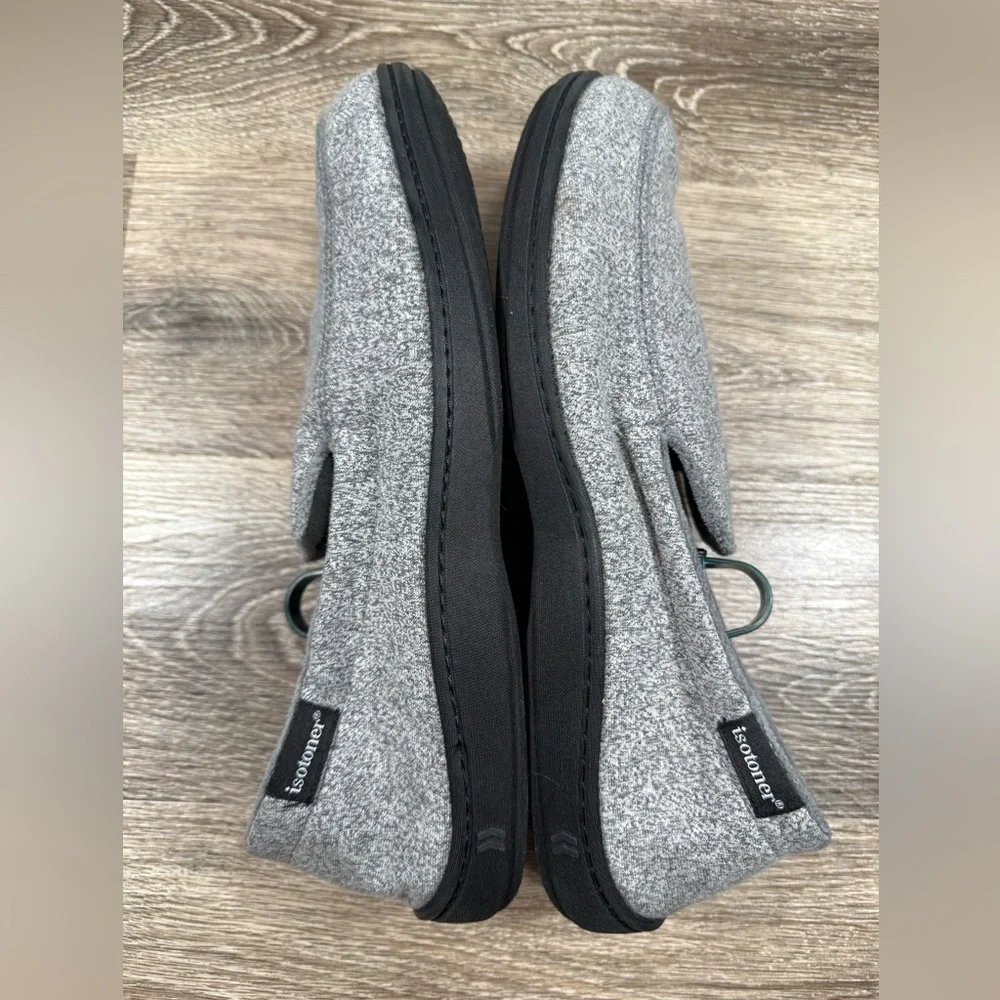 Isotoner Slippers Men's 13/14‎ Gray Slip On Loafers Moccasin Loungewear Dadcore